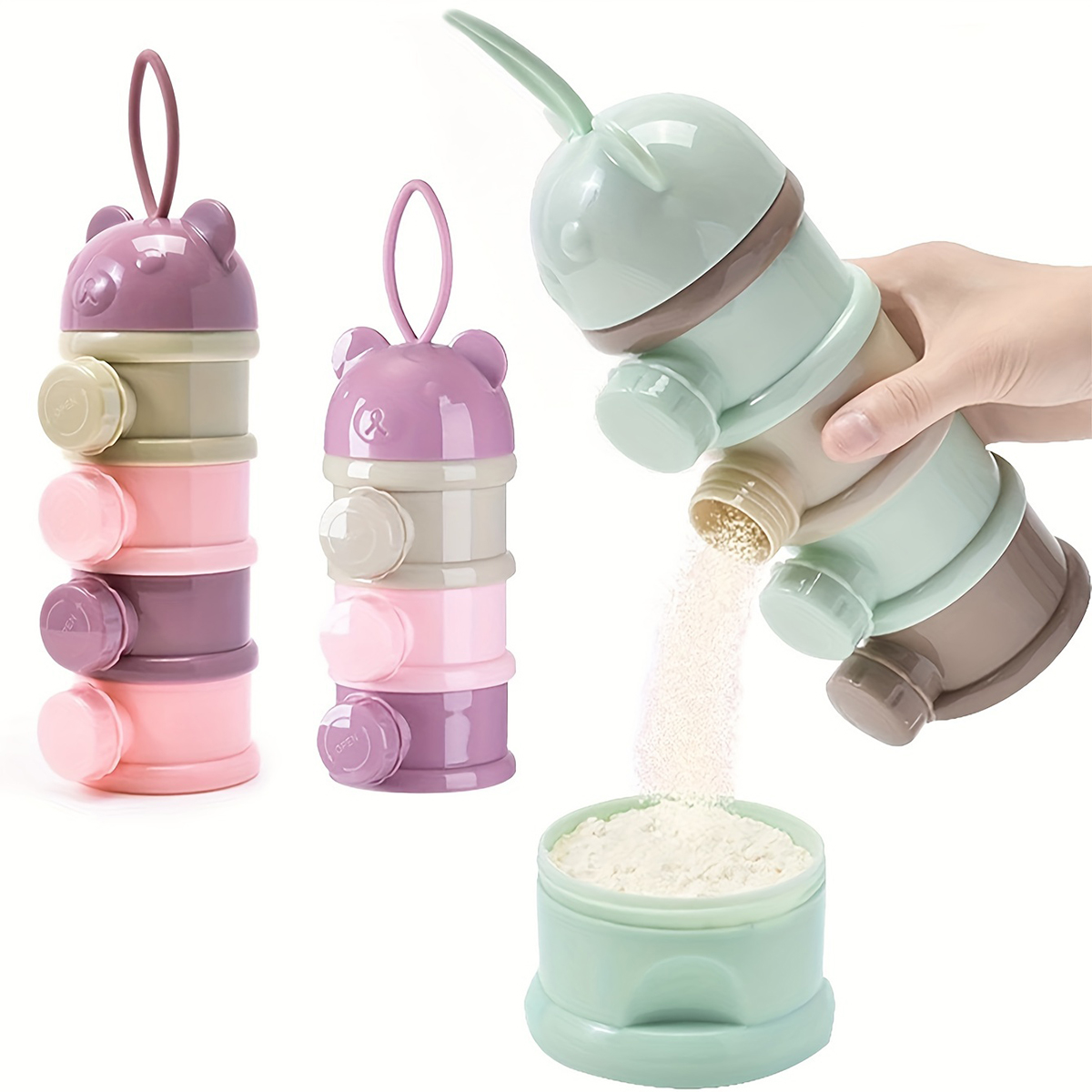 Baby Food Zone - ภาชนะใส่นมผงเด็กความจุขนาดใหญ่พร้อมสายรัด, เครื่องจ่ายสูตรอาหารสําหรับทารก, กล่องเก็บอาหารแบบวางซ้อนกันได้, กล่องขนมแบบพกพา