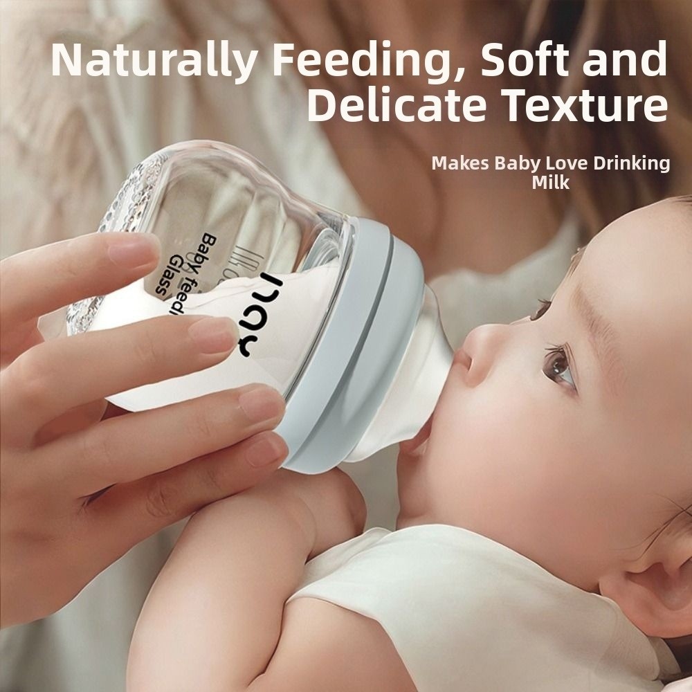 Baby Food Zone - ขวดนมแก้วป้องกันท้องอืดป้องกันการสำลักขวดนมทารกแรกเกิด 80/160 มล. ถ้วยดื่มสำหรับเด็กเกรดอาหารอุปกรณ์ให้อาหาร