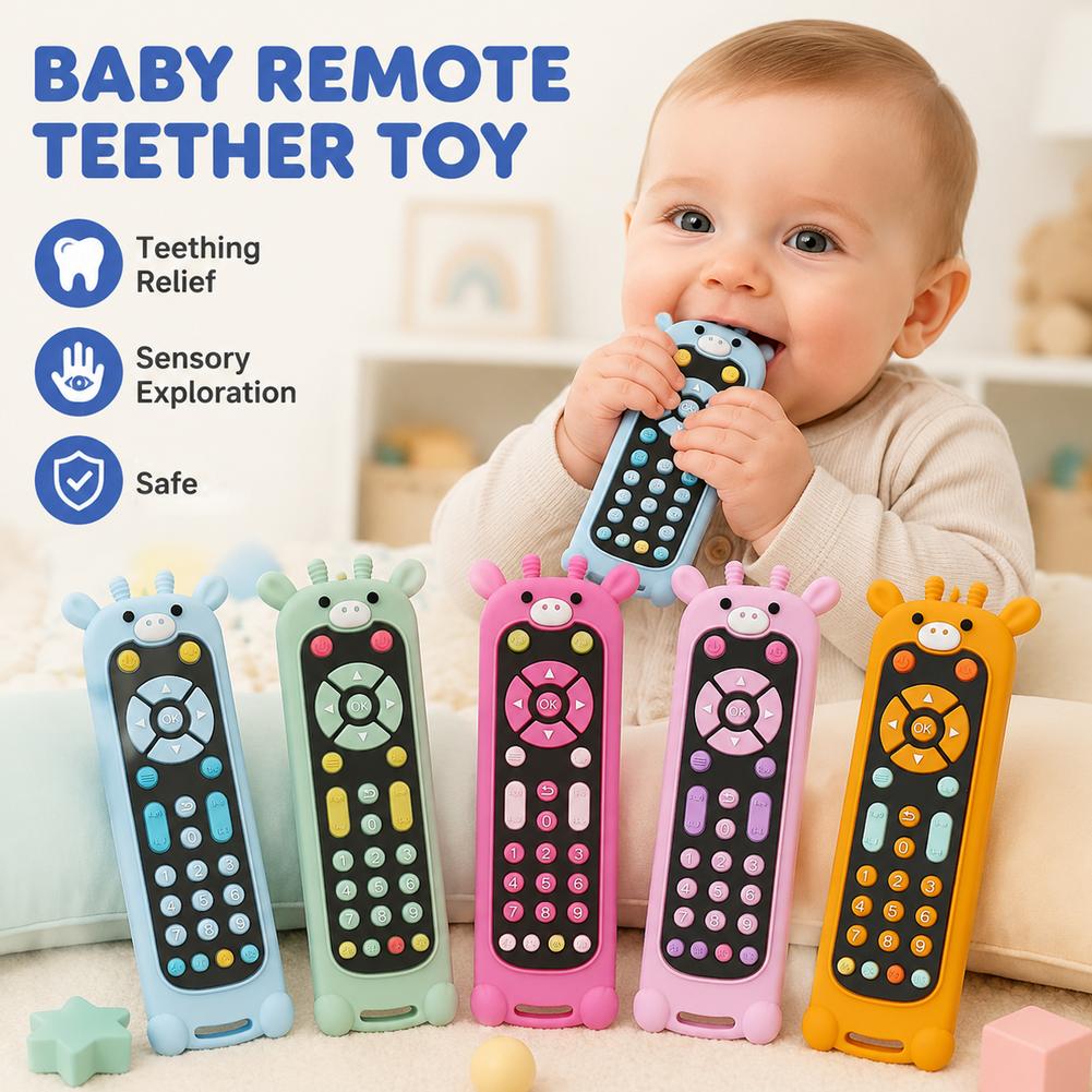 Baby Food For 6 Months - ของเล่นยางกัดซิลิโคนรูปทรงรีโมททีวี ปลอดสาร BPA เกรดอาหาร สำหรับเด็กทารกและเด็กเล็ก 0-6-12