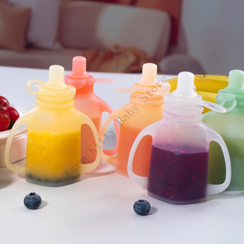 Baby Food Vegetable - XXFE 110ML ภาชนะบรรจุอาหารเด็กขนาดใหญ่ความจุซิลิโคนอาหารน้ำซุปข้นกระเป๋านำกลับมาใช้ใหม่สำหรับผู้ปกครอง TRAVEL