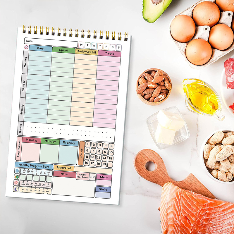 Baby Food List - 52 ชิ้น/สมุดโน้ตแบบมีสันขนาด A5 ภาษาอังกฤษ สำหรับบันทึกแคลอรี่รายวัน วางแผนการจัดการเวลาแบบมินิมอล