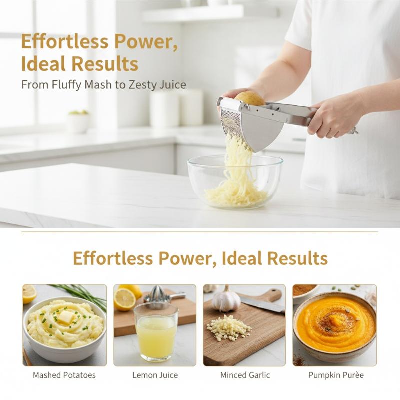 Baby Food With Iron - เครื่องบดมันฝรั่งสแตนเลส เครื่องบดมันฝรั่งแบบหนัก สำหรับทำอาหารเด็ก ผลไม้ ผัก และน้ำผลไม้