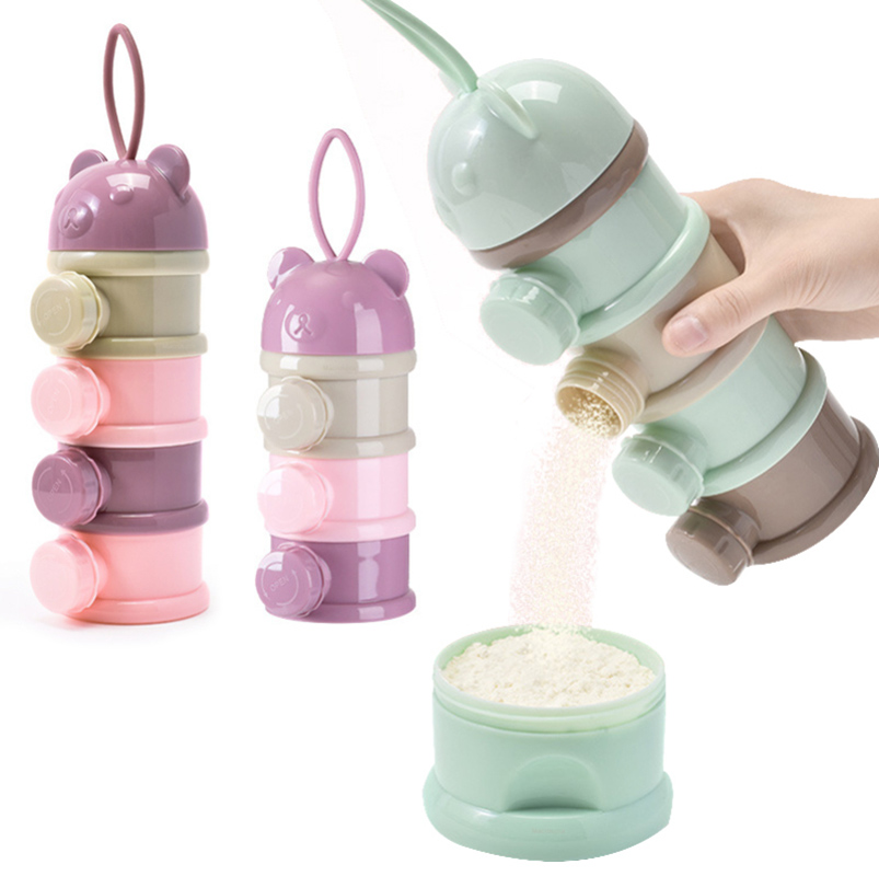 Baby Food Zone - เก็บสาม/สี่ชั้นภาชนะบรรจุอาหารแบบพกพาผงนมผงกล่องเครื่องจ่ายทนต่อการรั่วไหลเหมาะสําหรับ 1 ถึง 6 ปี